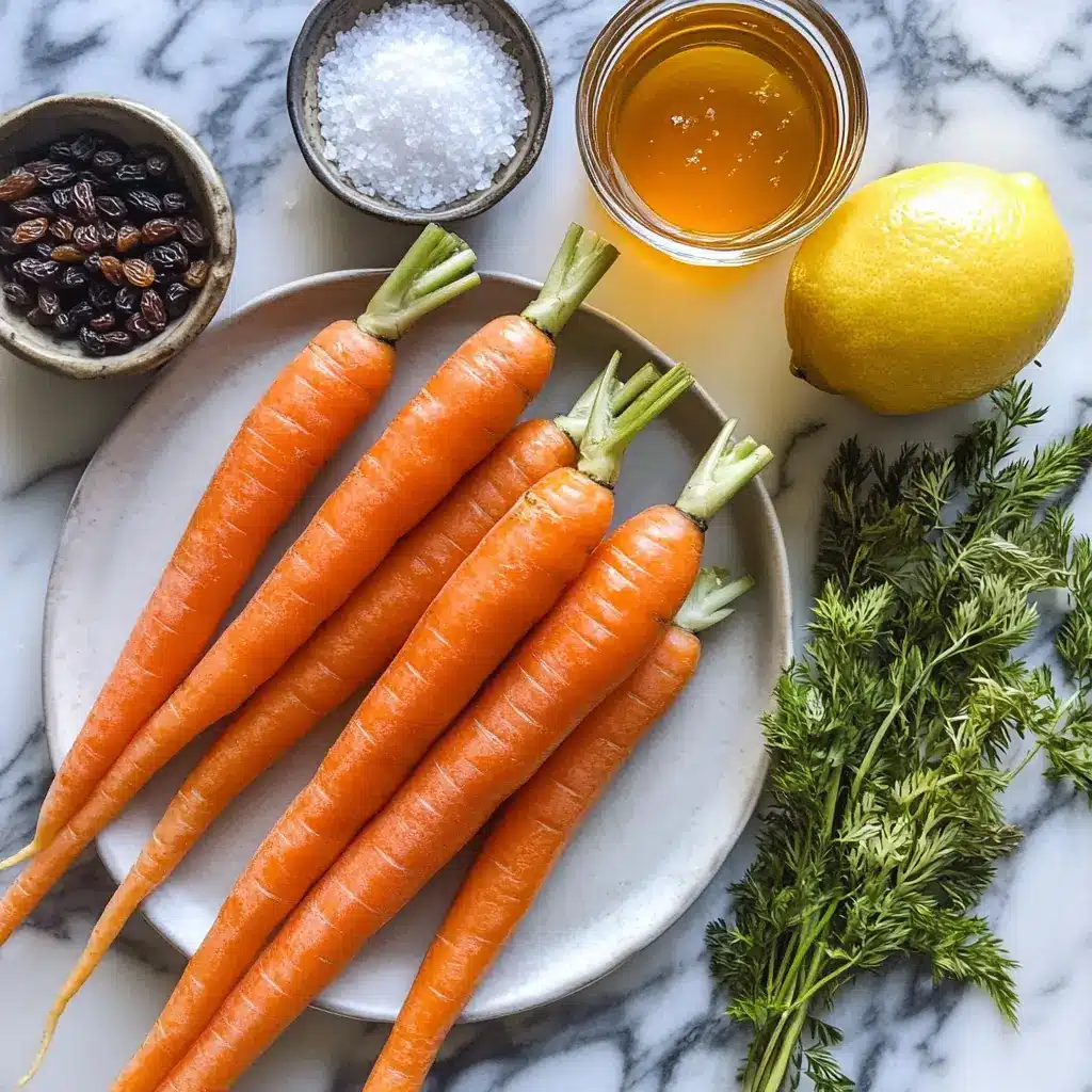 Retinol Carrot Salad: Easy Skin-Boosting Recipe 9 Ingredients for retinol carrot salad laid out on countertop