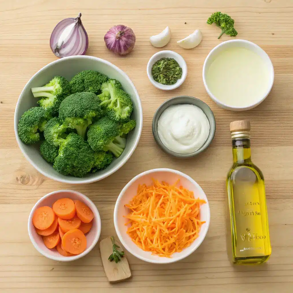 High Protein Broccoli Cheddar Soup – Creamy, Healthy & Comforting 2 broccoli cheddar soup ingredients